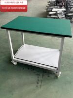 안티스태틱 더블 레이어 워크벤치 조립라인 검사대 휠 이동식 테이블 다기능 분류차 턴오버차
