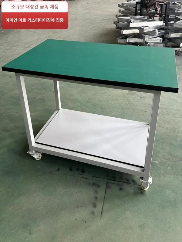 안티스태틱 더블 레이어 워크벤치 조립라인 검사대 휠 이동식 테이블 다기능 분류차 턴오버차