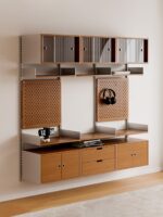 중고 트랙 랙 소형 아파트 벽면 TV 캐비닛 거실 다층 디스플레이 랙 주방 조절식 식사 사이드보드 - 이미지 2