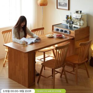 모든 견고한 목재 섬 식탁 현대식 심플한 홈 텔레스코픽 통합 식탁 작은 아파트 통나무 스타일 바 다이닝 사이드 캐비닛
