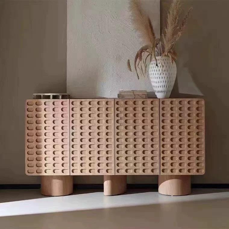 main_841631643269_0-1 모던 노르딕 와비사비 스타일 견고한 원목 식탁 사이드보드 라이트 럭셔리 심플 통나무 현관 캐비닛 티 캐비닛 수납 캐비닛 저축 캐비닛 - 이미지 1