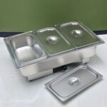 전기 난방 뷔페 용광로 상업용 스테인리스 스틸 단열 용광로 투명 플립 단열 냄비 얼음 차가운 접시 쟁반 포함 - 이미지 4