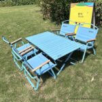 Mondaka 맞춤형 인터넷 셀러브리티 캠프 장식 바비 핑크 로즈 레드 에그롤 테이블 스티브 블루 접이식 레저 테이블 및 의자 - 이미지 2