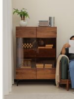 북미산 검은 호두 사이드 캐비닛 풀 솔리드 우드 거실 와인 캐비닛 심플 TV 캐비닛 사이드 책장 다이닝 사이드 유리 캐비닛 캐비닛 - 이미지 2