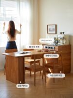 모든 견고한 목재 섬 식탁 현대식 심플한 홈 텔레스코픽 통합 식탁 작은 아파트 통나무 스타일 바 다이닝 사이드 캐비닛 - 이미지 2