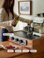 모든 견고한 목재 섬 식탁 현대식 심플한 홈 텔레스코픽 통합 식탁 작은 아파트 통나무 스타일 바 다이닝 사이드 캐비닛 - 이미지 3