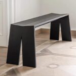 화이트 애쉬 우드 ​​롱 벤치 와비사비 스타일 홈 슈 벤치 거실 식탁 롱 벤치 솔리드 우드 침실 벤치 나무 벤치 - 이미지 2