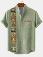 3D 프린트 자카드 루즈 캐주얼 셔츠