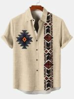 3D 프린트 자카드 루즈 캐주얼 셔츠 - 이미지 3