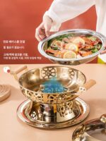 알코올 스토브 건조 냄비 304 스테인리스 스틸 핫팟 냄비 상업용 바 삼각대 해산물 냄비 솔리드 알코올 보일러 서브 홈 - 이미지 3