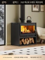 진짜 불 벽난로 복고풍 나무 연소 장작 난방 스토브 연소 불 홈스테이 빌라 시골 장인 장식 홈 주철