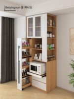 Beiyingyun 가구 크랙 코너 캐비닛 가전 보관 주방 보관 캐비닛 하이 캐비닛 식사 사이드 캐비닛 통합 벽 사용자 정의