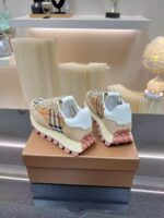 여성용 두꺼운 밑창 아빠화 정품 가죽 미끄럼 방지 레트로 플레드 천 포레스트 검프화 2024년 봄 신상품 스포츠 캐주얼화 - 이미지 4