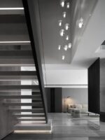 이탈리아 미니멀리스트 모던 크리스털 계단 램프 로프트 아파트 듀플렉스 빌라 홀로우 하이 유성우 롱 샹들리에 - 이미지 5