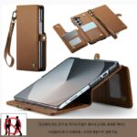 삼성 갤럭시 Z 폴드 6 접이식 스크린 카드 홀더 모바일 폰 케이스에 적합한 도난 방지 카드 스와이핑 방지 카드 삽입 및 변경 방지 자기 제거 카드 슬롯 보호 커버가 있는 새로운 플립 커버