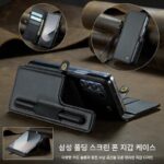 삼성 갤럭시 Z 폴드 6 접이식 스크린 카드 홀더 모바일 폰 케이스에 적합한 도난 방지 카드 스와이핑 방지 카드 삽입 및 변경 방지 자기 제거 카드 슬롯 보호 커버가 있는 새로운 플립 커버 - 이미지 4