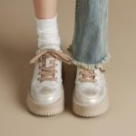 여성용 리틀 화이트 슈즈 2024년 신상 가을 플랫폼 정품 가죽 내부 높이감 두꺼운 바닥 캐주얼 스니커즈 - 이미지 3