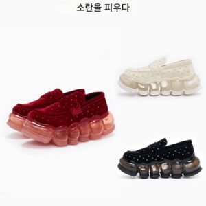 [온라인 데뷔] 미키오사카베 여성 신상 주얼리 스웨이드 다이아몬드 로퍼