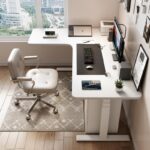 화이트 코너 전동 리프트 책상 L자형 스터디룸 심플 컴퓨터 책상 스마트 코너 홈 데스크 - 이미지 2