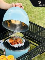 도파민 컬러 커플 가마 다기능 야외 발코니 휴대용 숯불 구이, 스튜, 튀김, 베이킹, 캠핑 및 피크닉