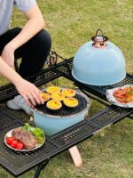 도파민 컬러 커플 가마 다기능 야외 발코니 휴대용 숯불 구이, 스튜, 튀김, 베이킹, 캠핑 및 피크닉 - 이미지 5