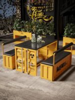 산업 스타일 테이블과 의자, 인터넷 셀러브리티 크리에이티브 솔리드 우드 카페 뮤직 레스토랑 철벽 바 투명 바 부스 소파 - 이미지 2