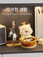 일본 행운 고양이 집 열쇠 보관 현관 장식품 신발장 거실 가정 장식 이사 선물