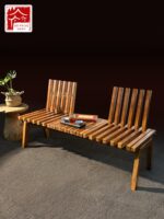 심플 크리에이티브 아트 디자이너 견고한 목재 의자 롱 스툴 와비사비 스타일 소파 부스 네트 셀러브리티 의자 레저 의자 - 이미지 2