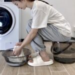 동하 플라스틱 분지 검정 세면대 가정용 소형 분지 투명 물 분지 두꺼워진 여성 세탁 분지 학생 기숙사 세트 - 이미지 3