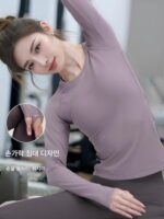 여성을 위한 가을과 겨울 요가복 상의 2024년 신상 고급 프로페셔널 피트니스 필라테스 트레이닝 스포츠 긴팔 슈트 - 이미지 2