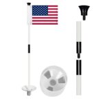 골프 홀컵 세트 골프 플래그 녹색 깃대 체크 무늬 플래그 양면 플래그 섬유 폴 깃대 - 이미지 3
