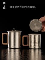 룽산탕 호두 손잡이 순수 티타늄 머그컵 티컵 티타늄 컵 사무실 물컵 휴대용 1인용 음용 티컵 - 이미지 5