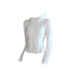 Bylure Plus 벨벳 요가 재킷 여성용 P 코튼 지퍼 후드 코튼 필라테스 트레이닝 수트 화이트 스포츠 상의 - 이미지 5