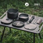 Awada 다기능 휴대용 도시락 세트 야외 캠핑 피크닉 경량 도시락 알코올 스토브 조리 냄비 - 이미지 3