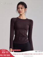 피트니스 걸스 라운드넥 타이트 요가복 속건성 러닝 스포츠 상의 프로페셔널 필라테스 트레이닝 신축성 긴팔