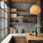 맞춤형 오리지널 목재 무도장 선반 와비사비 스타일 견고한 목재 심플한 한 단어 파티션 선반 층 보드 벽면 수납 책장 - 이미지 5