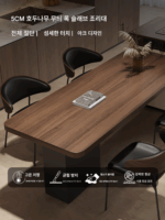 중세 스타일 검은 호두 나무 무늬 록 플레이트 섬 테이블 식탁 통합형 접이식 다기능 대형 아파트 고급 섬 테이블 - 이미지 3