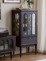 프랑스 레트로 솔리드 우드 유리 와인 캐비닛 홈 거실 보관 캐비닛 벽면 디스플레이 캐비닛 미국 홈 사이드 캐비닛