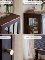 프랑스 레트로 솔리드 우드 유리 와인 캐비닛 홈 거실 보관 캐비닛 벽면 디스플레이 캐비닛 미국 홈 사이드 캐비닛 - 이미지 2