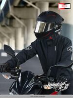 독일제 오토바이 라이딩 레인코트 아우터웨어 롱 전신 방수 스플릿 슈트 배달원용 - 이미지 2