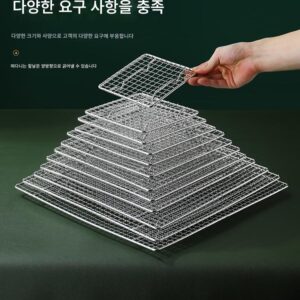 304 스테인리스 스틸 바베큐 그릴 사각형 오일 배출망 두껍고 굵은 발 그리드가 있는 작은 사각형 야외 바베큐 그릴망