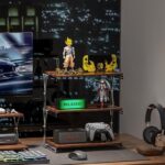 통나무 캠핑 랙 3단 커피 랙 접이식 테이블 소형 테이블 야외 피크닉 랙 - 이미지 2