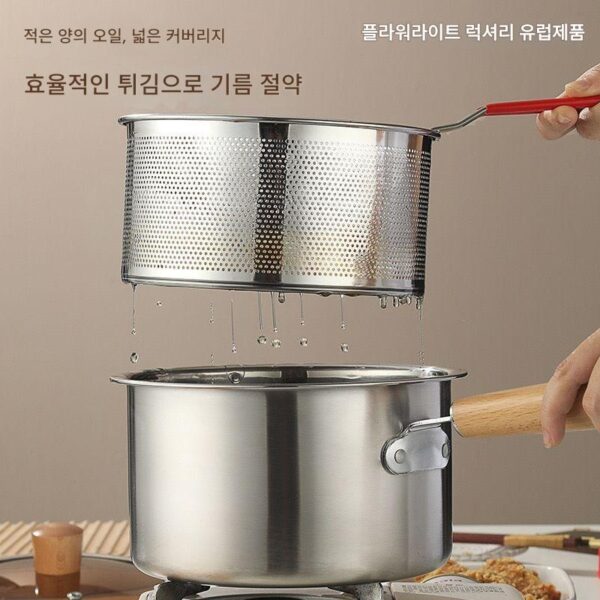 304 스테인리스 스틸 프라이팬 일본 밀크팬 가정용 소형 필터 인덕션 쿠커 미니 오일 절약 깊은 냄비