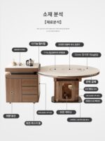 록 플레이트 아일랜드 테이블 통합 가정용 분리형 현대식 조명 럭셔리 스마트 웜 푸드 턴테이블 견고한 목재 접이식 원형 테이블 - 이미지 5