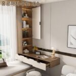 [홍콩 패키지] 견고한 목재 베이 윈도우 캐비닛 변형 보관 캐비닛 책상 책장 통합 공간 활용 매달린 서랍 - 이미지 2