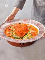 해산물 보물 킹크랩 스페셜 랍스터 그루퍼 찜 생선머리 플레이트 개인용 접시 접시 가열 식기 상업용