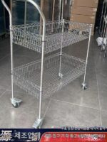 공장 작업장 트롤리 3층 이송 차량 네트 소재 랙 크롬 도금 안티 정전 회전 차량 모바일 도구 카트