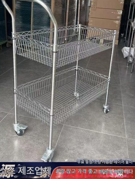 공장 작업장 트롤리 3층 이송 차량 네트 소재 랙 크롬 도금 안티 정전 회전 차량 모바일 도구 카트