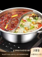 일본 수입 만다린 오리 냄비 두꺼운 대용량 수프 냄비 가정용 스테인리스 스틸 냄비 샤부샤부 유도 조리기 - 이미지 2