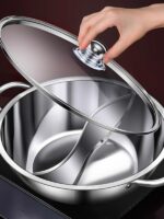 일본 수입 만다린 오리 냄비 두꺼운 대용량 수프 냄비 가정용 스테인리스 스틸 냄비 샤부샤부 유도 조리기 - 이미지 4